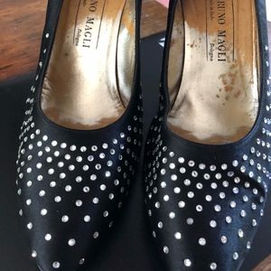 Black and rhinestone Bruno Magli heels